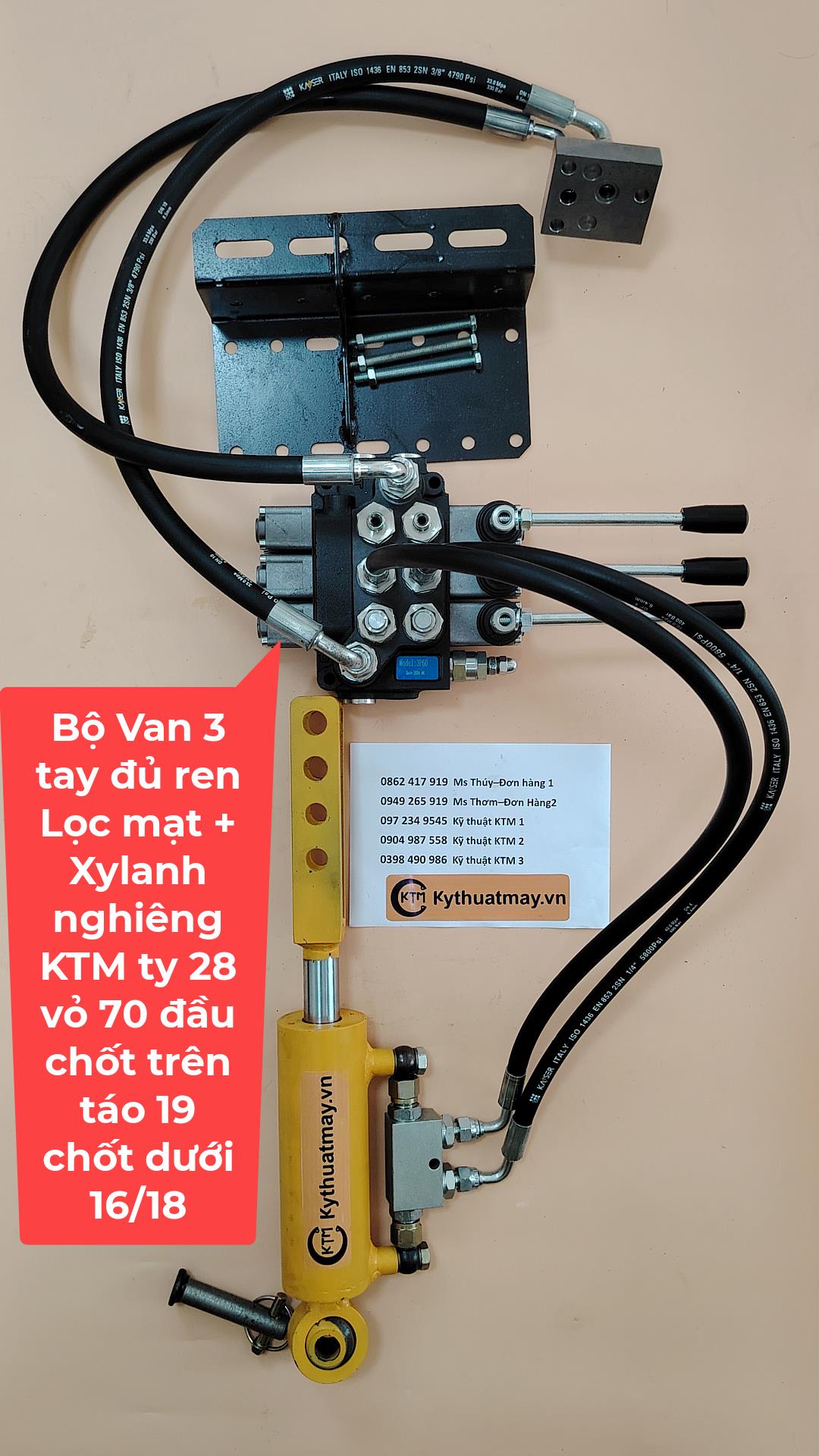 Combo van 3 tay có lọc KTM + Xylanh nghiêng và phụ kiện lắp